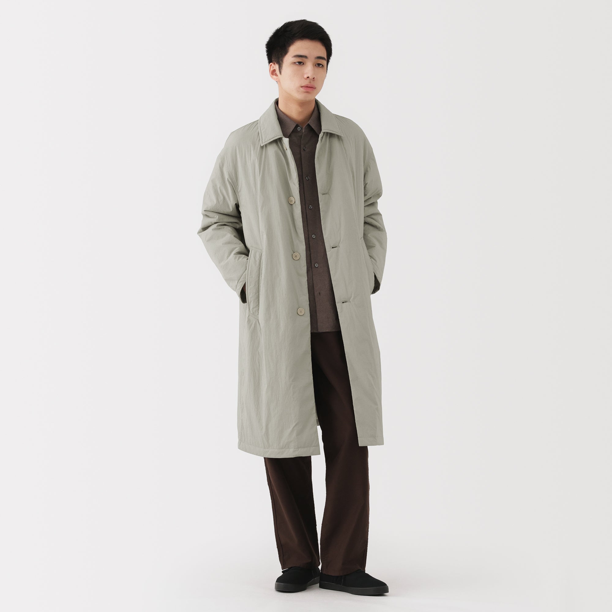 Padded Stand Fall Collar Coat - Image 14