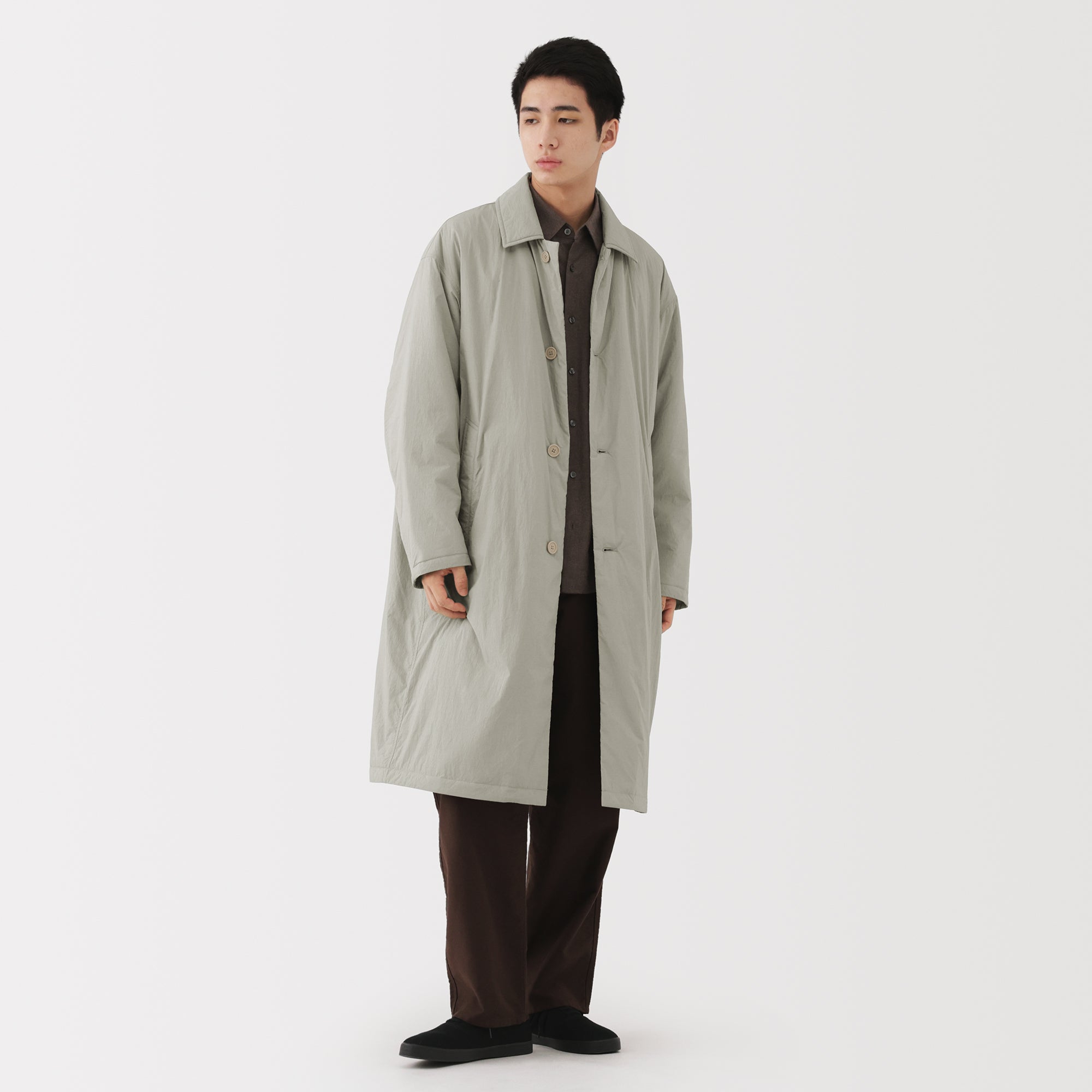 Padded Stand Fall Collar Coat - Image 13
