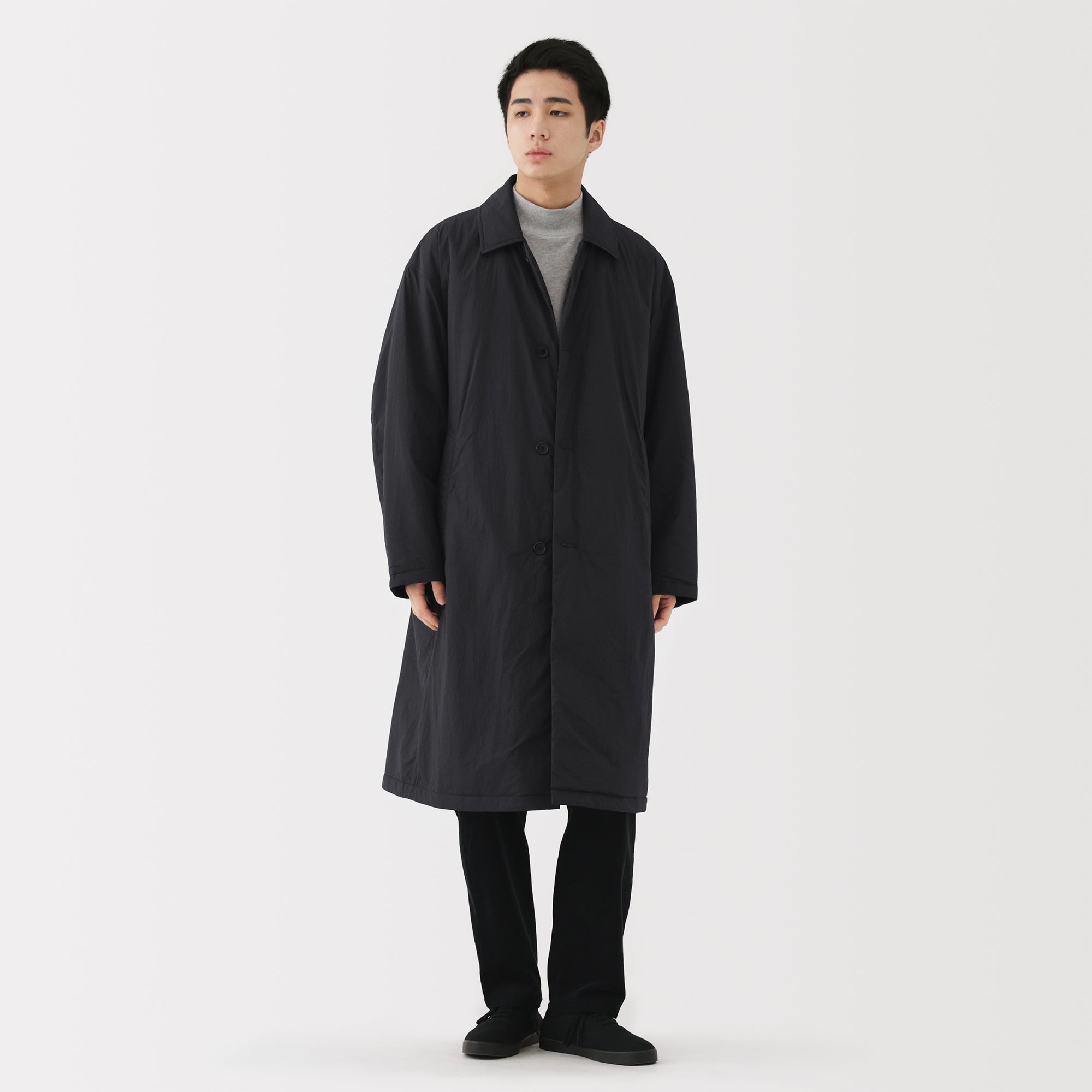 Padded Stand Fall Collar Coat - Image 3
