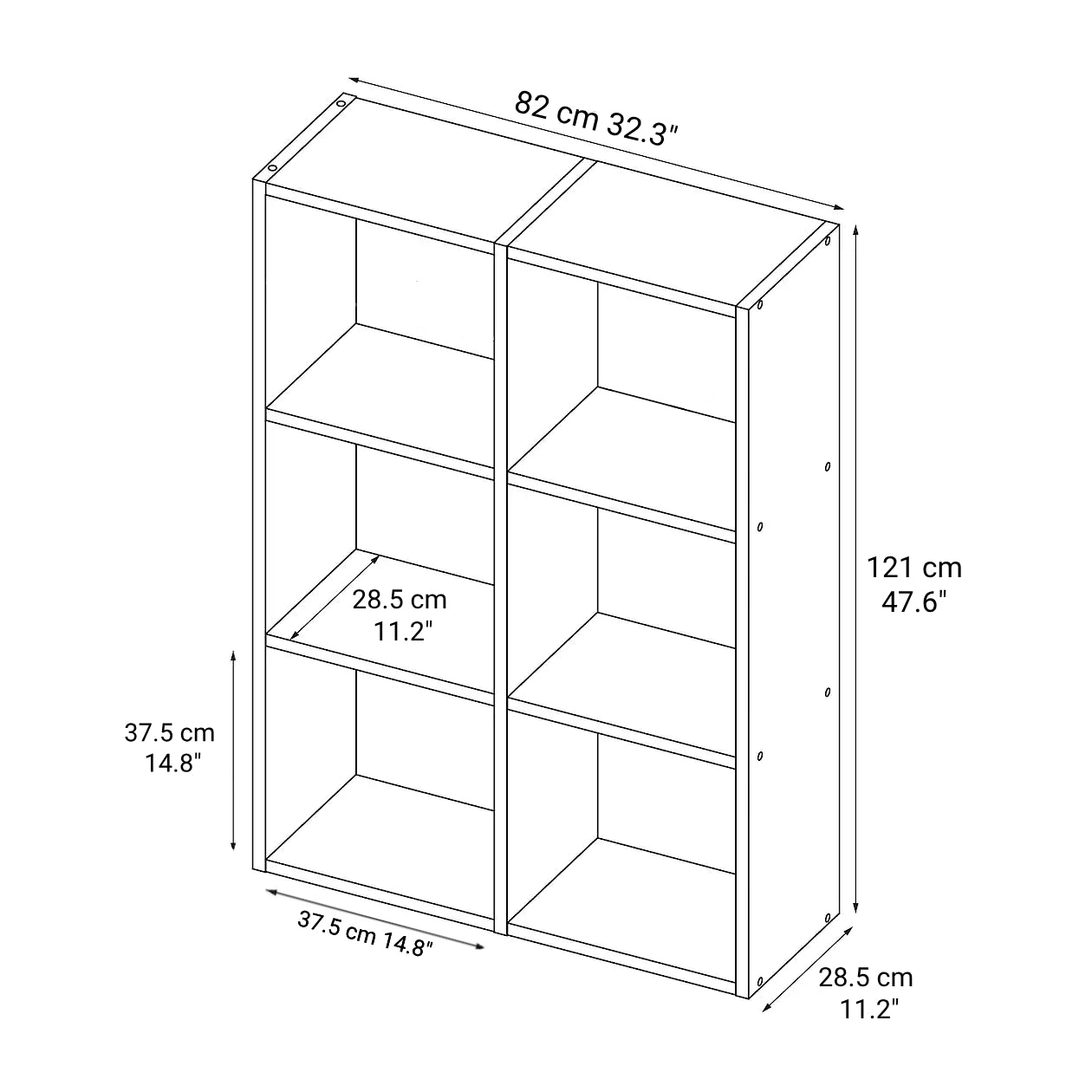 Oak Compartment Stacking Shelf - 3 x 2 - Image 3