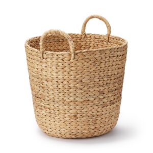 Water Hyacinth Basket with Handles - Round - Large Dia. 17.7 x H15.7
