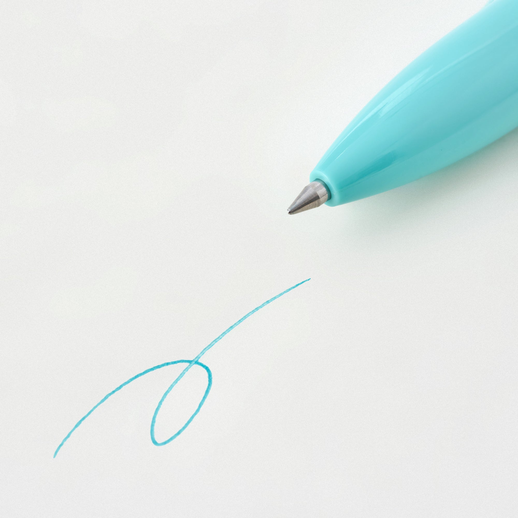 Compact Gel Ink Ballpoint Pen Cap Type 0.5 mm - Cyan - Image 2