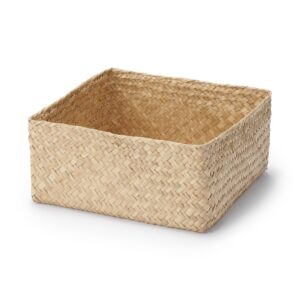 Seagrass Organizer Herringbone Square Basket (W9.8 x D9.8 x H4.7)