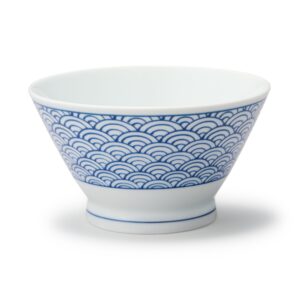 Hasami Ware Rice Bowl - Wave Pattern