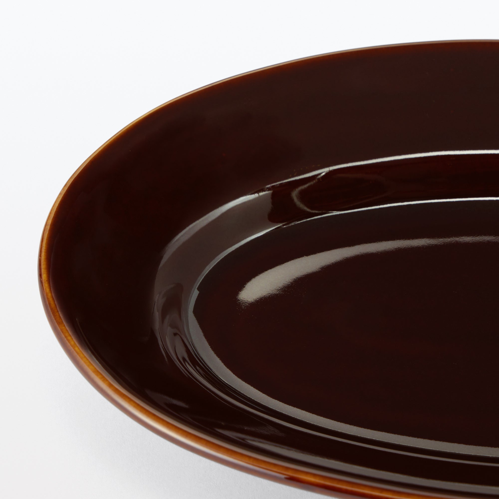 Porcelain Rimmed Oval Plate Medium - Brown Glaze - Image 5
