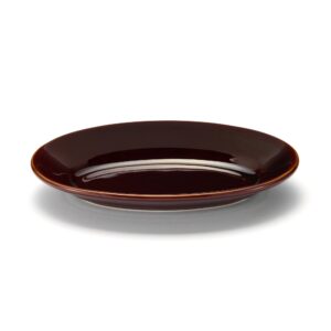 Porcelain Rimmed Oval Plate Medium - Brown Glaze