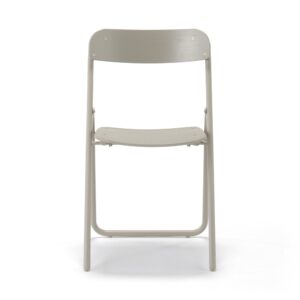 Steel Pipe Folding Chair with Wooden Seat - Warm Gray