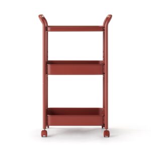 Steel Pipe Wheeled Rack Utility Cart - Burgundy