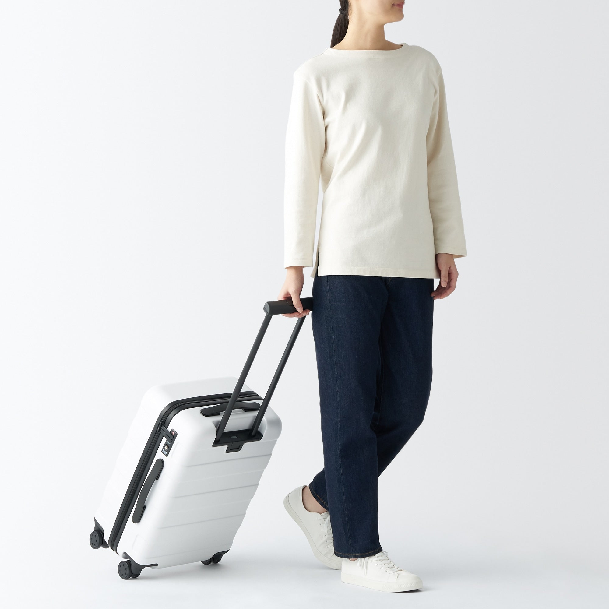 Adjustable Handle Hard Shell Suitcase 36L - White | Carry-On - Image 16