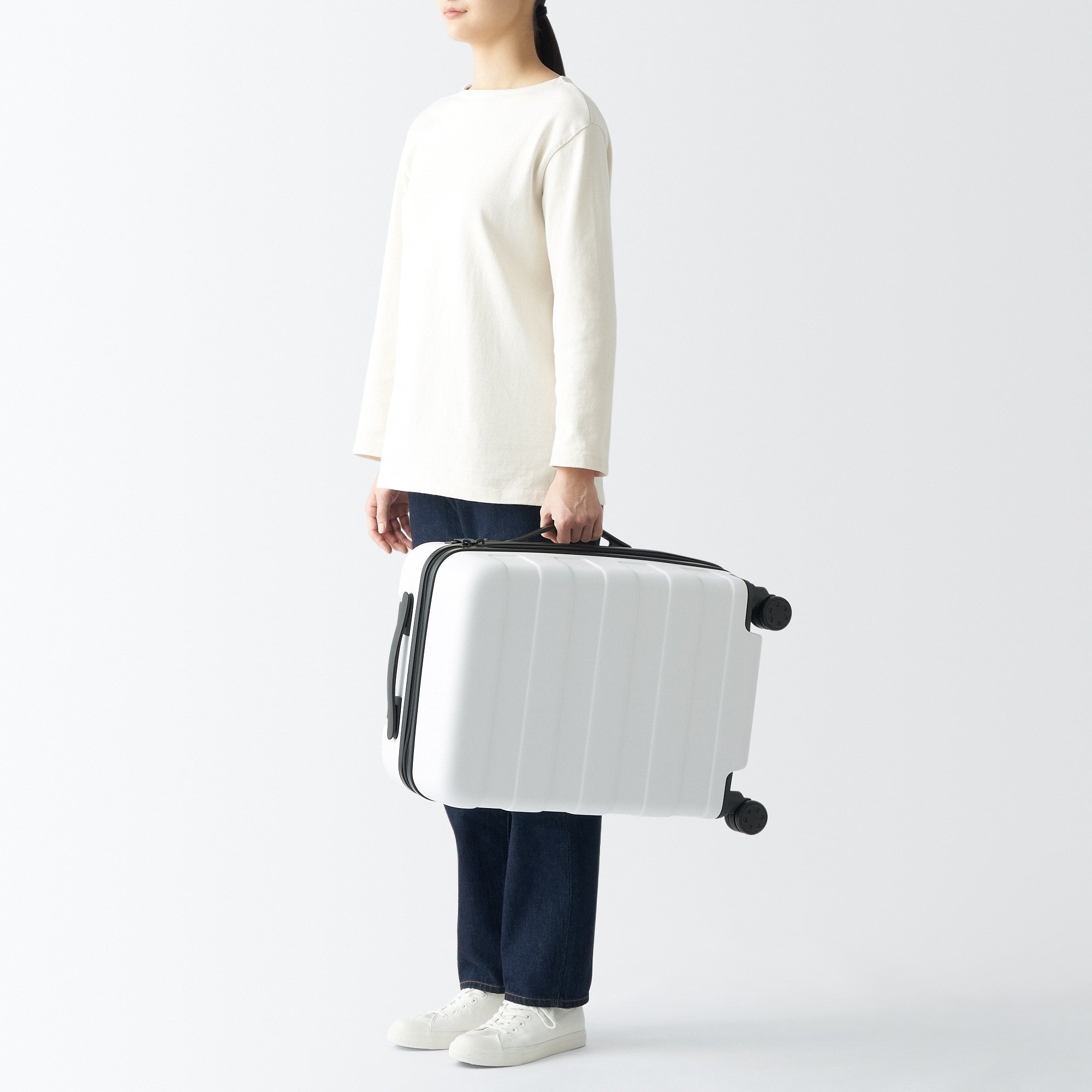 Adjustable Handle Hard Shell Suitcase 36L - White | Carry-On - Image 19