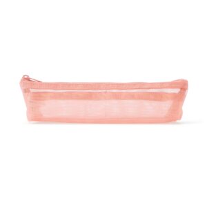 Nylon Mesh Pen Case with Gusset Thin - Pink