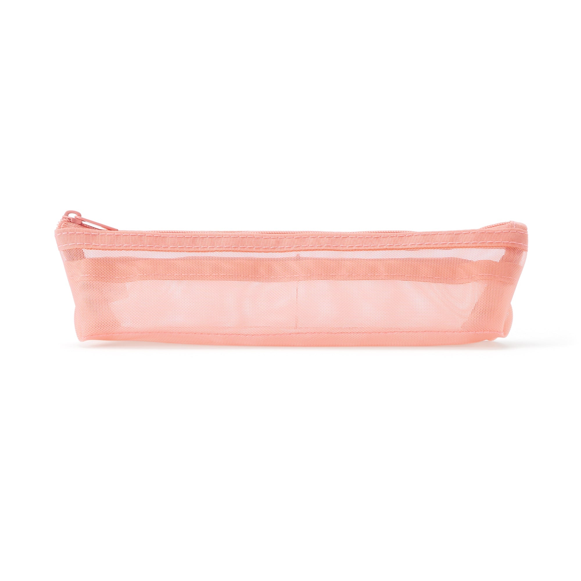 Nylon Mesh Pen Case with Gusset Thin - Pink