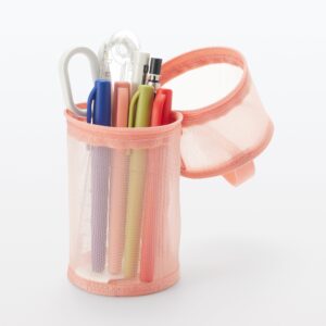 Nylon Mesh Vertical/Horizontal Pen Case Wide - Pink