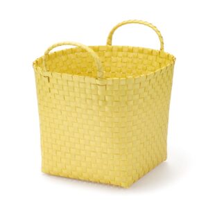 Recycled Polypropylene Strap Weave Basket - Yellow - Medium (dia. 13 x H9.8)