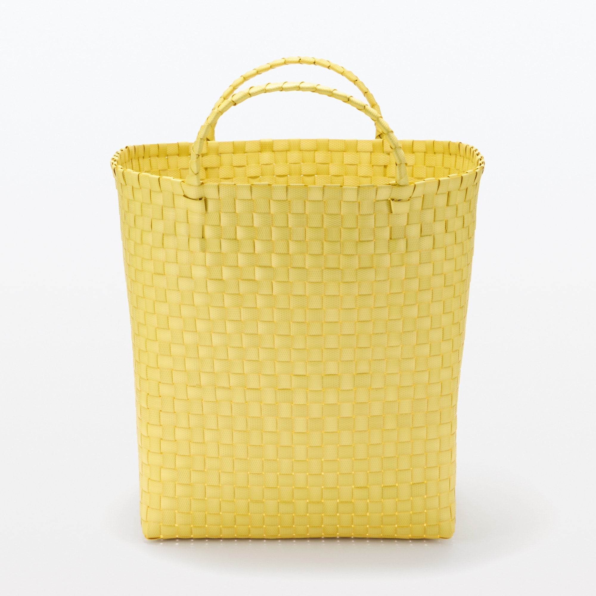 Recycled Polypropylene Strap Weave Basket - Yellow - Large (Dia. 15.7 x H12.6) - Image 3