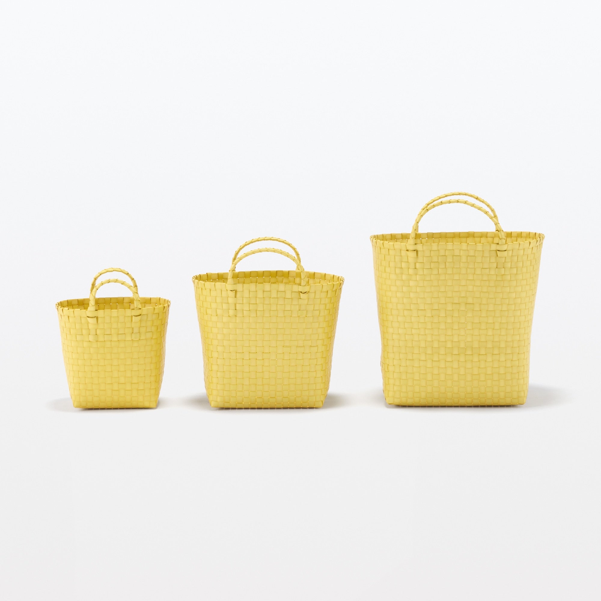 Recycled Polypropylene Strap Weave Basket - Yellow - Large (Dia. 15.7 x H12.6) - Image 7