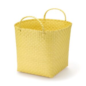 Recycled Polypropylene Strap Weave Basket - Yellow - Large (Dia. 15.7 x H12.6)