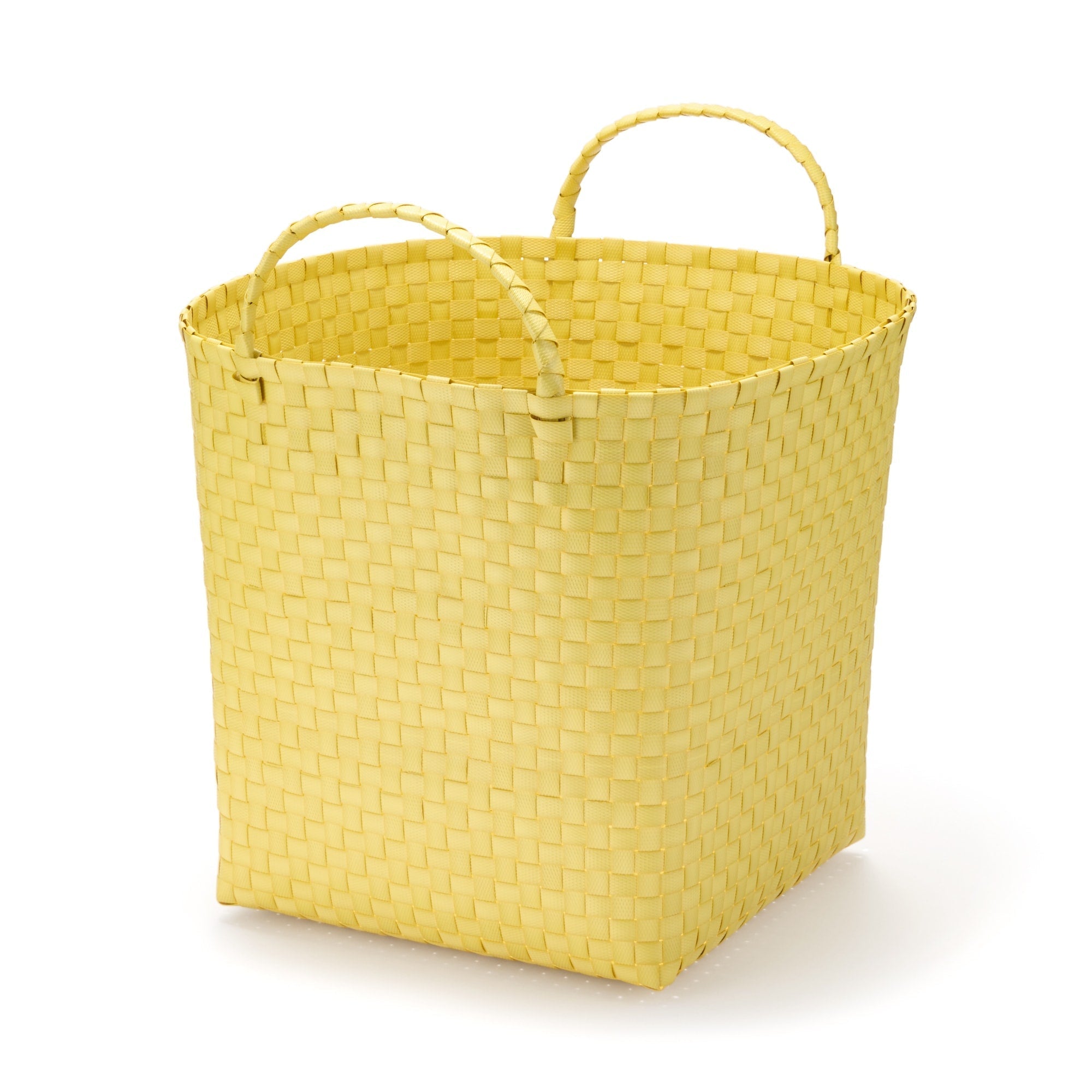 Recycled Polypropylene Strap Weave Basket - Yellow - Large (Dia. 15.7 x H12.6)