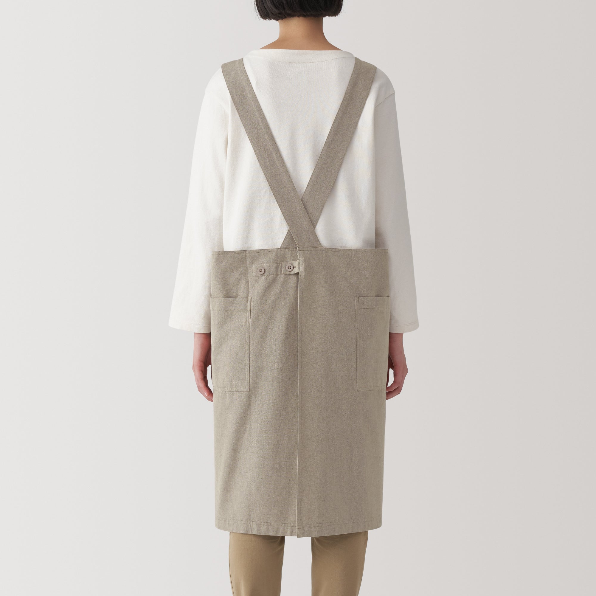 Plain Weave Cotton Shoulder Strap Apron - S-M - Image 3