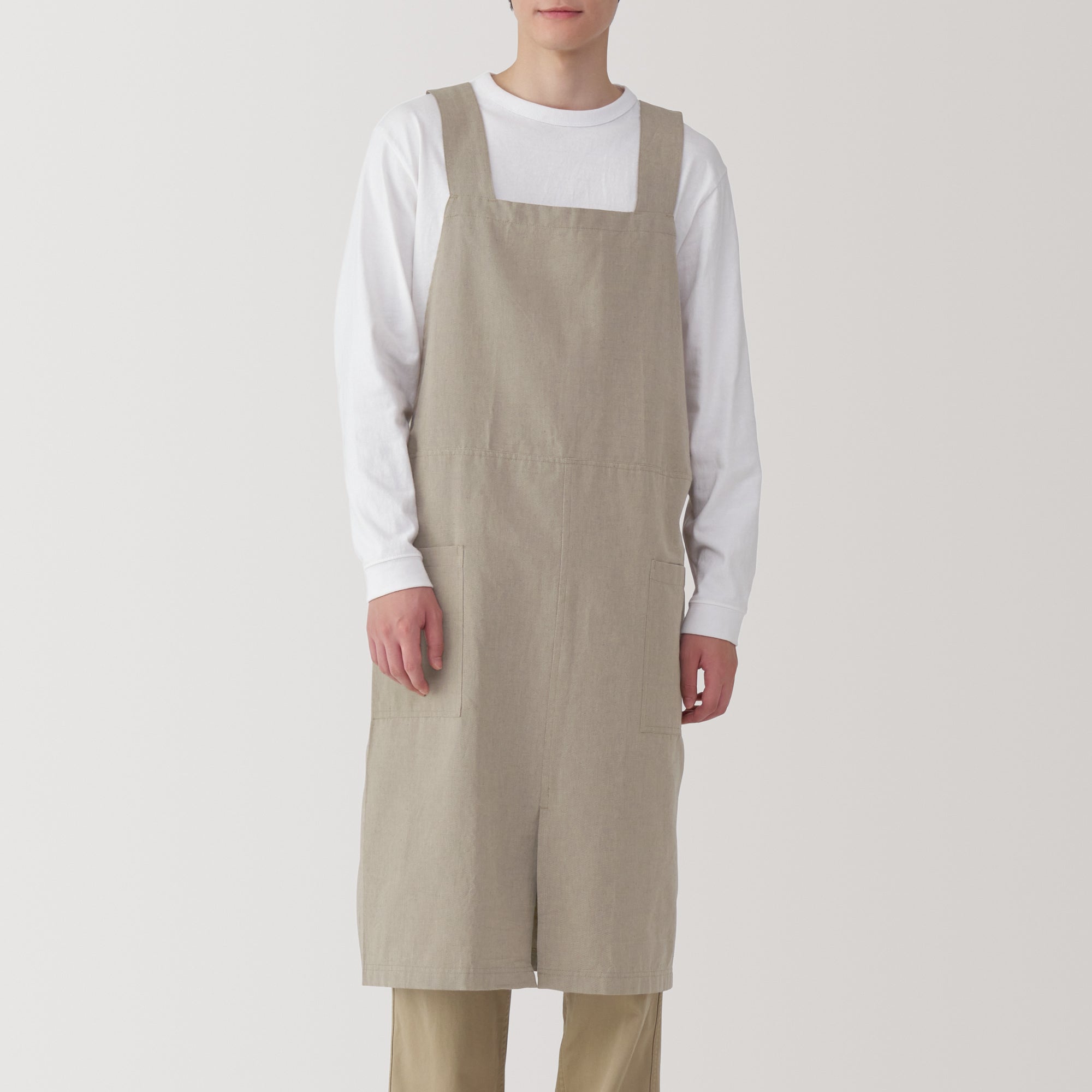 Plain Weave Cotton Shoulder Strap Apron - S-M - Image 5