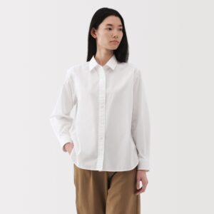 Women's Washed Broadcloth Regular Collar Long Sleeve Shirt