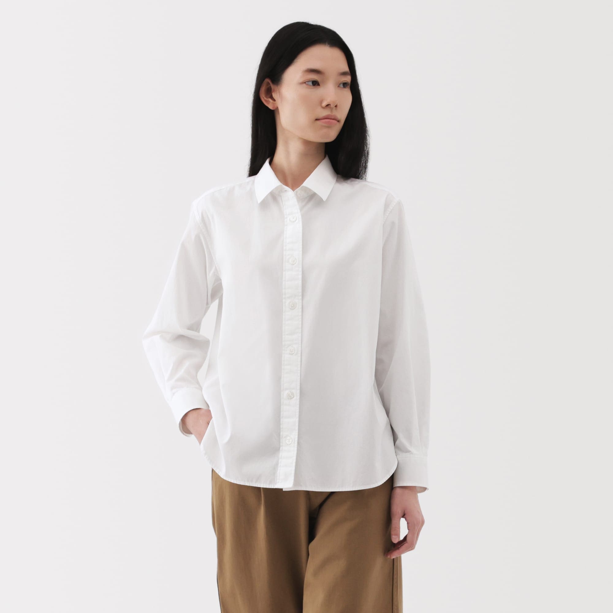 Women's Washed Broadcloth Regular Collar Long Sleeve Shirt - Image 3